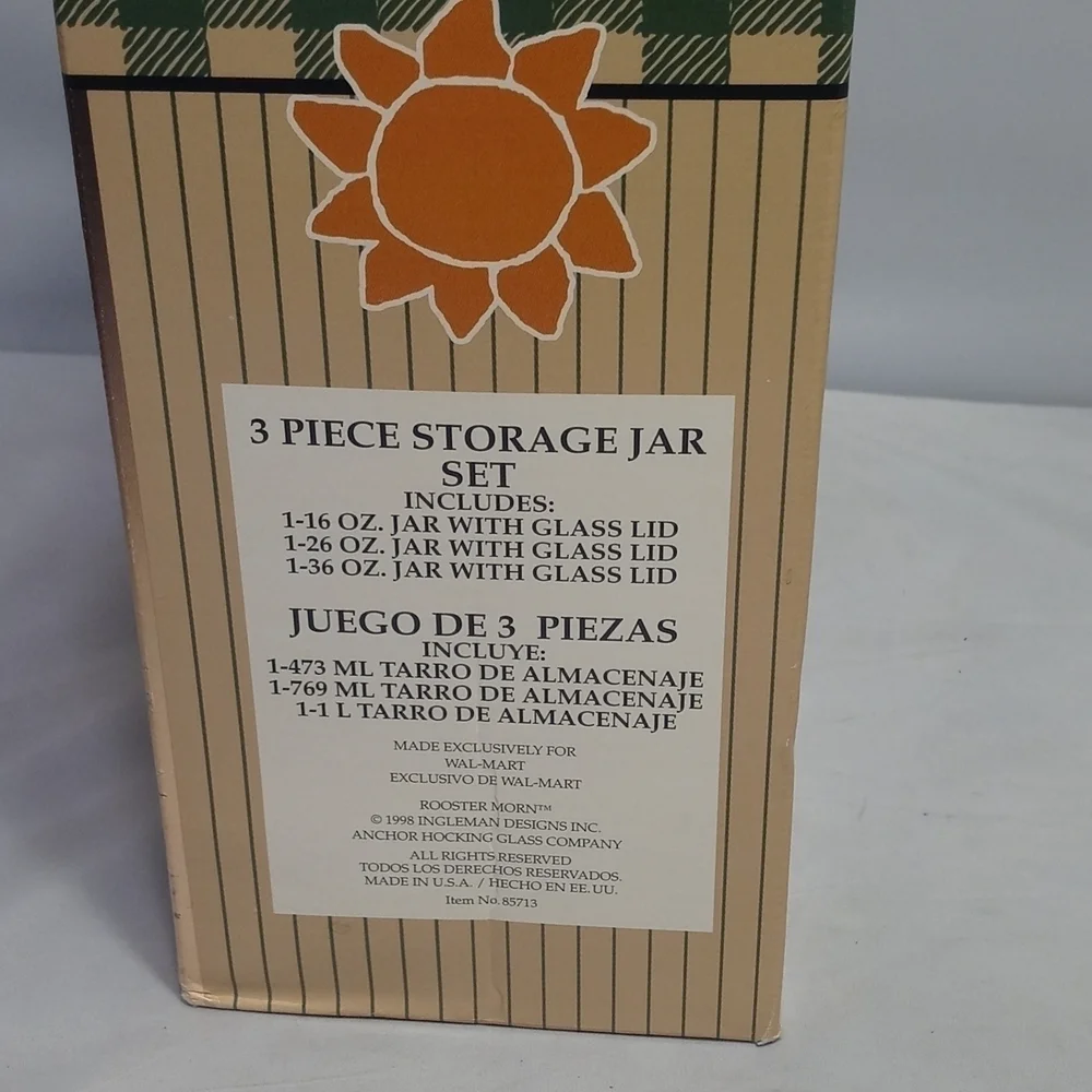 3 PIECES‎ ROOSTER MORN STORAGE JAR SET